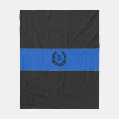 ブラックリース付きブルー&ブラックレザーテクスチャ フリースブランケット (正面)