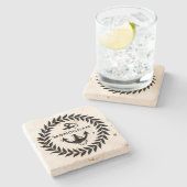 ブラックリース及び航海のいかりモノグラーム ストーンコースター (横)