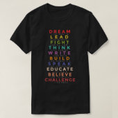 ブラックリーダードリームマーチンブラック教えの歴史のような Tシャツ (デザイン正面)