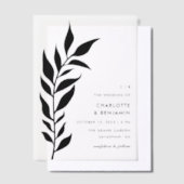 ブラックリーフアーチ モダンウェディング ベラム紙招待状 (オフセット)