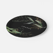 ブラックリーフィーボタニカルユーカリモダンブランチ ペーパープレート (アングル)