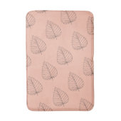 ブラックリーフパターン付きシックな桃 バスマット (正面縦)