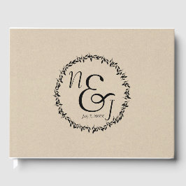 ブラックリーフボタニカル素朴クモダンラフト結婚ズ ゲストブック