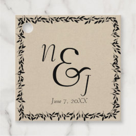 ブラックリーフボタニカル素朴クモダンラフト結婚ズ フェイバータグ