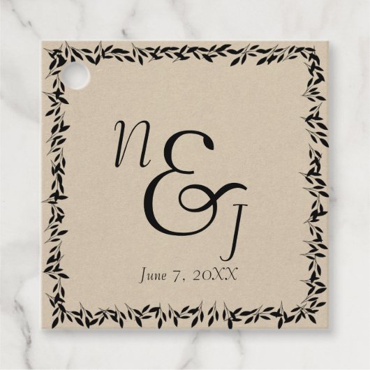 ブラックリーフボタニカル素朴クモダンラフト結婚ズ フェイバータグ (正面)