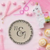 ブラックリーフボタニカル素朴クモダンラフト結婚ズ ペーパープレート (パーティー)