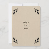 ブラックリーフボタニカル素朴クモダンラフト結婚ズ 招待状 (裏面)