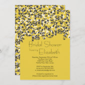 ブラックリーフモダンスクロールブライダルシャワー招待 招待状 (正面/裏面)