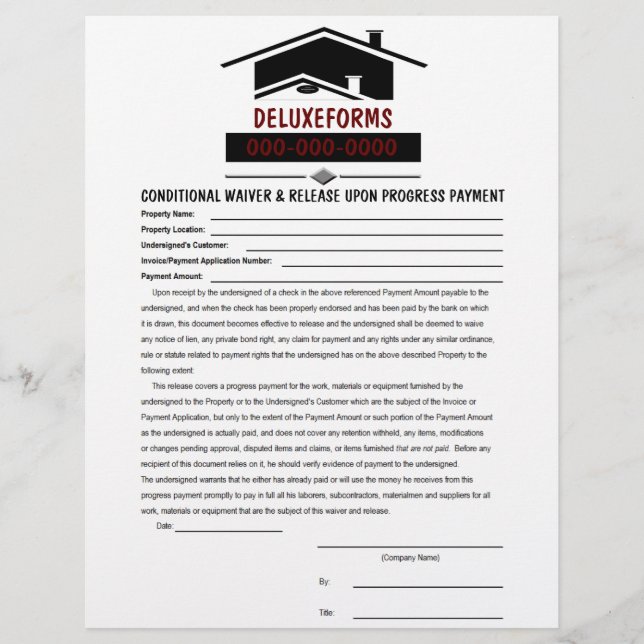 ブラックルーフ条件付き免除およびリリース支払 (正面)