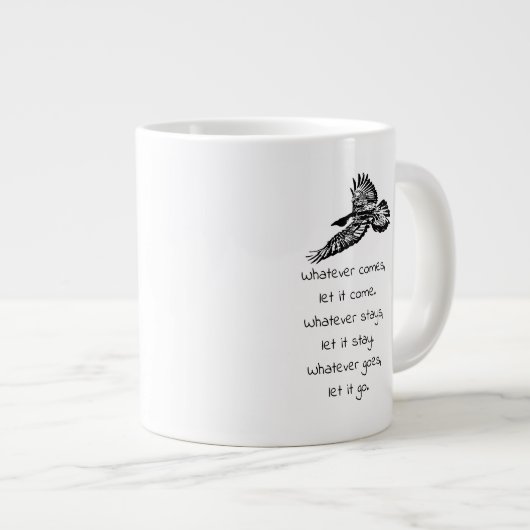 ブラックレイブンバードソーリング感動的引用文マグカップ ジャンボコーヒーマグカップ (正面右)