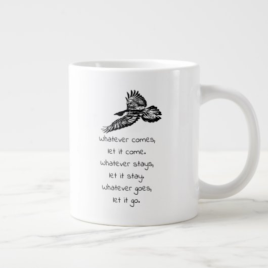 ブラックレイブンバードソーリング感動的引用文マグカップ ジャンボコーヒーマグカップ (右)