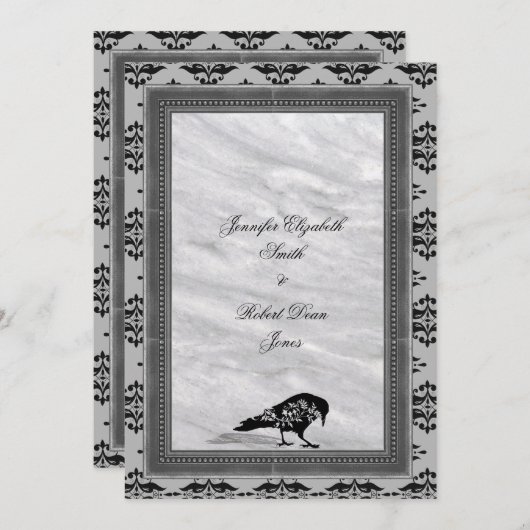 ブラックレイベンゴシックフレーム結婚式招待状 招待状 (正面/裏面)