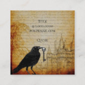 ブラックレイベンスカルスケルトン鍵キャッスルバックグラウンド スクエア名刺 (裏面)