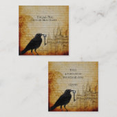 ブラックレイベンスカルスケルトン鍵キャッスルバックグラウンド スクエア名刺 (正面/裏面)