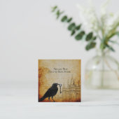 ブラックレイベンスカルスケルトン鍵キャッスルバックグラウンド スクエア名刺 (スタンド正面)