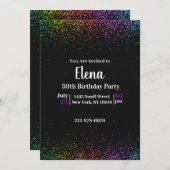 ブラックレインボーエレガント誕生日パーティー招待状 招待状 (正面/裏面)