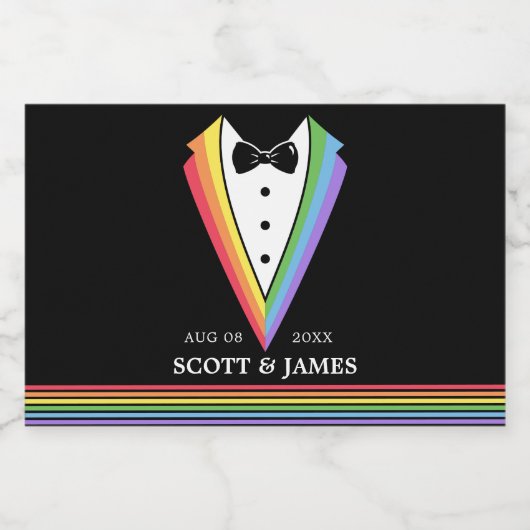 ブラックレインボーグパーソナライズされたロムスマンゲイプライド スパークリングワインラベル (シングルラベル)