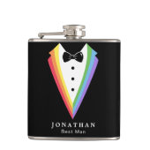 ブラックレインボーグパーソナライズされたロムスマンゲイプライド フラスク (正面)