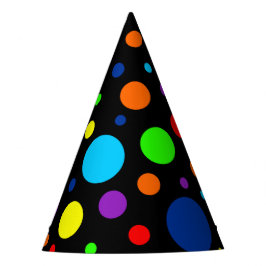 ブラックレインボースポットパーティー帽子 パーティーハット