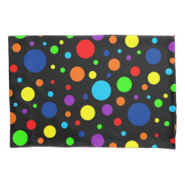 ブラックレインボースポットピローケース 枕カバー