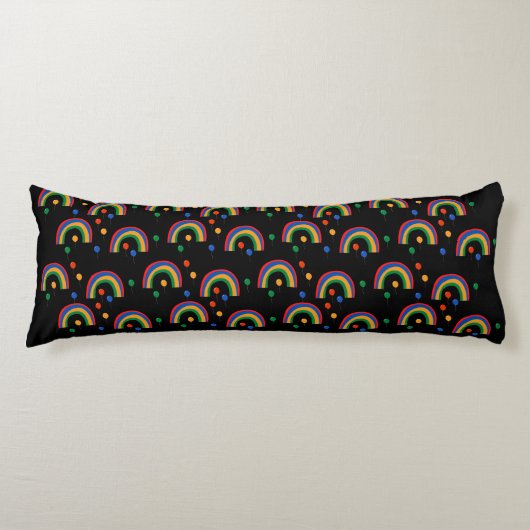 ブラックレインボーバルーンガールパーティー抱き枕 ボディピロー (正面)