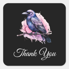 ブラックレイヴンオンアブランチイラストレーションサンキューユー スクエアシール