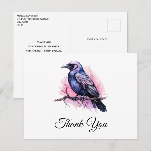 ブラックレイヴンオンアブランチイラストレーションサンキューユー ポストカード (正面/裏面)