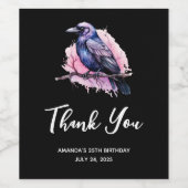 ブラックレイヴンオンアブランチイラストレーションサンキューユー ワインラベル (シングルラベル)