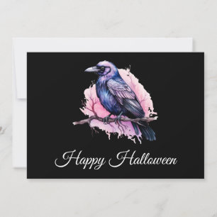 ブラックレイヴンオンザブランチイラストレーションハロウィーン サンキューカード