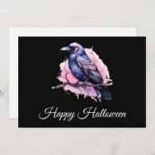 ブラックレイヴンオンザブランチイラストレーションハロウィーン サンキューカード (正面/裏面)