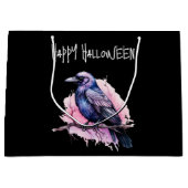 ブラックレイヴンオンザブランチイラストレーションハロウィーン ラージペーパーバッグ (正面)