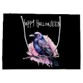 ブラックレイヴンオンザブランチイラストレーションハロウィーン ラージペーパーバッグ (裏面)