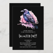 ブラックレイヴンオンザブランチイラストレーションハロウィーン 招待状 (正面/裏面)