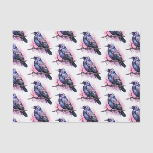 ブラックレイヴンオンザブランチイラストレーションパターン 薄葉紙 (正面)