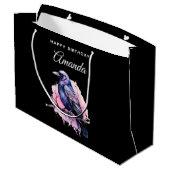 ブラックレイヴンオンザブランチイラストレーション誕生日 ラージペーパーバッグ (裏面アングル)