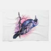 ブラックレイヴンオンザブランチイラストレーション キッチンタオル (横)