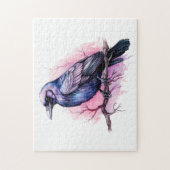 ブラックレイヴンオンザブランチイラストレーション ジグソーパズル (縦)