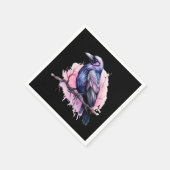 ブラックレイヴンオンザブランチイラストレーション スタンダードカクテルナプキン (角)