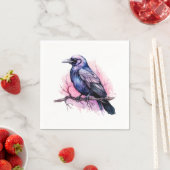 ブラックレイヴンオンザブランチイラストレーション スタンダードカクテルナプキン (インサイチュ)