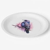 ブラックレイヴンオンザブランチイラストレーション ペーパープレート (アングル)