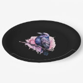 ブラックレイヴンオンザブランチイラストレーション ペーパープレート (アングル)