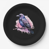 ブラックレイヴンオンザブランチイラストレーション ペーパープレート (正面)