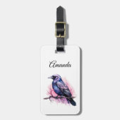 ブラックレイヴンオンザブランチイラストレーション ラゲッジタグ (正面縦)