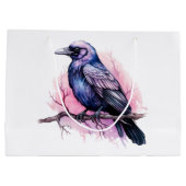 ブラックレイヴンオンザブランチイラストレーション ラージペーパーバッグ (裏面)