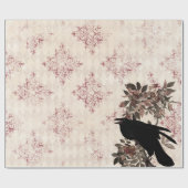 ブラックレイヴンオンブランチブルゴーニュダマスク ラッピングペーパー (フラット)