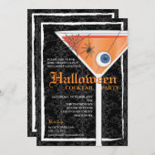 ブラックレエレガントースハロウィーンカクテルパーティー 招待状 (正面/裏面)