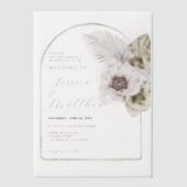 ブラックレエレガントース&ホワイトダマスク結婚ズ ベラム紙招待状 (正面)