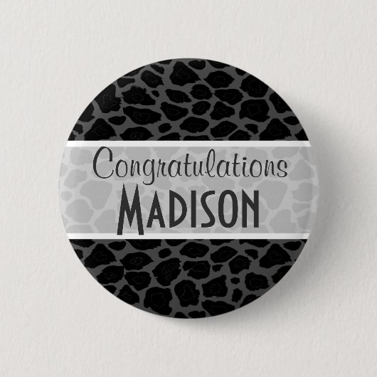 ブラックレオパードアニマルプリント 缶バッジ (正面)