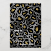 ブラックレオパードファッションバースデーパーティー 箔招待状 (裏面)