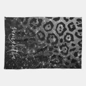 ブラックレオパード印刷とグリッター キッチンタオル (横)